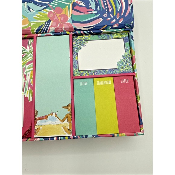 Lilly Pulitzer Sticky Note Set "Featured Exotic Garden" Printed Palms Note Pads - Picture 2 of 10